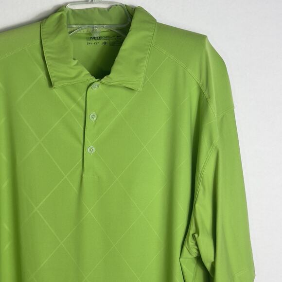 Nike Golf Dri-FIT Polo Shirt XL Green Stretch Argyle Texture Short Sleeve - Picture 1 of 10